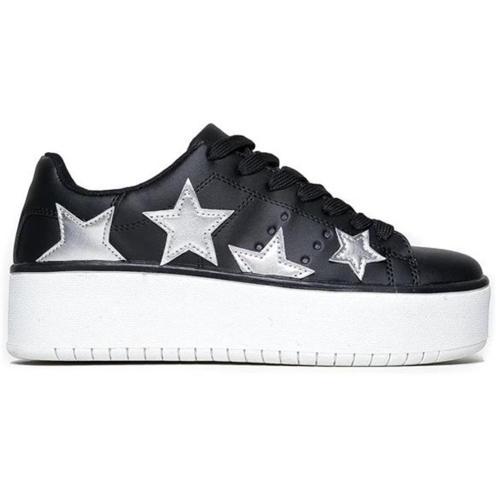 💋RESERVED: J. ADAMS BLACK w/ SILVER STARS HERO PLATFORM SNEAKERS FOR WOMEN!!! - Picture 2 of 7